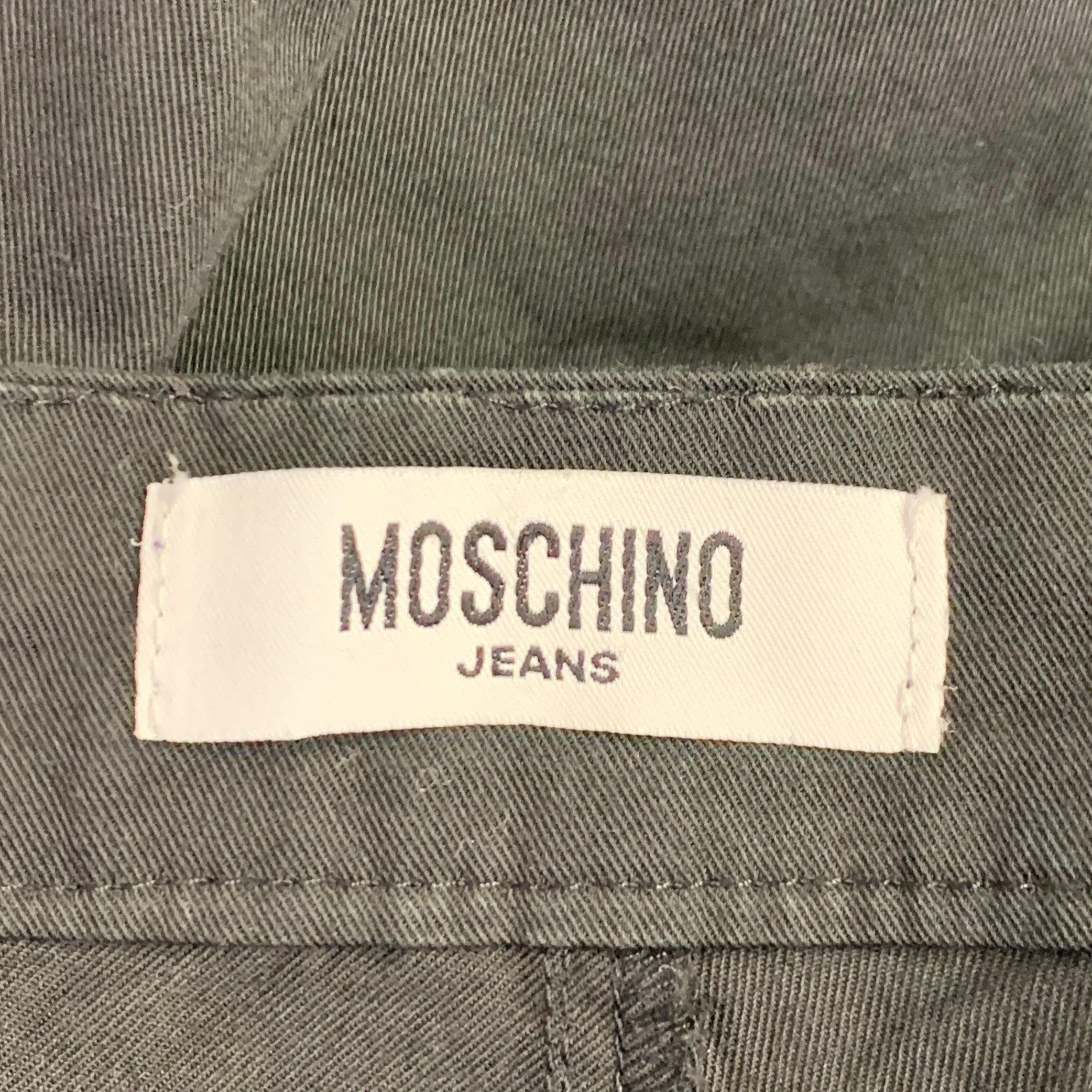 MOSCHINO Size 8 Black Cotton Blend Lace-Up Casual Pants For Sale 1