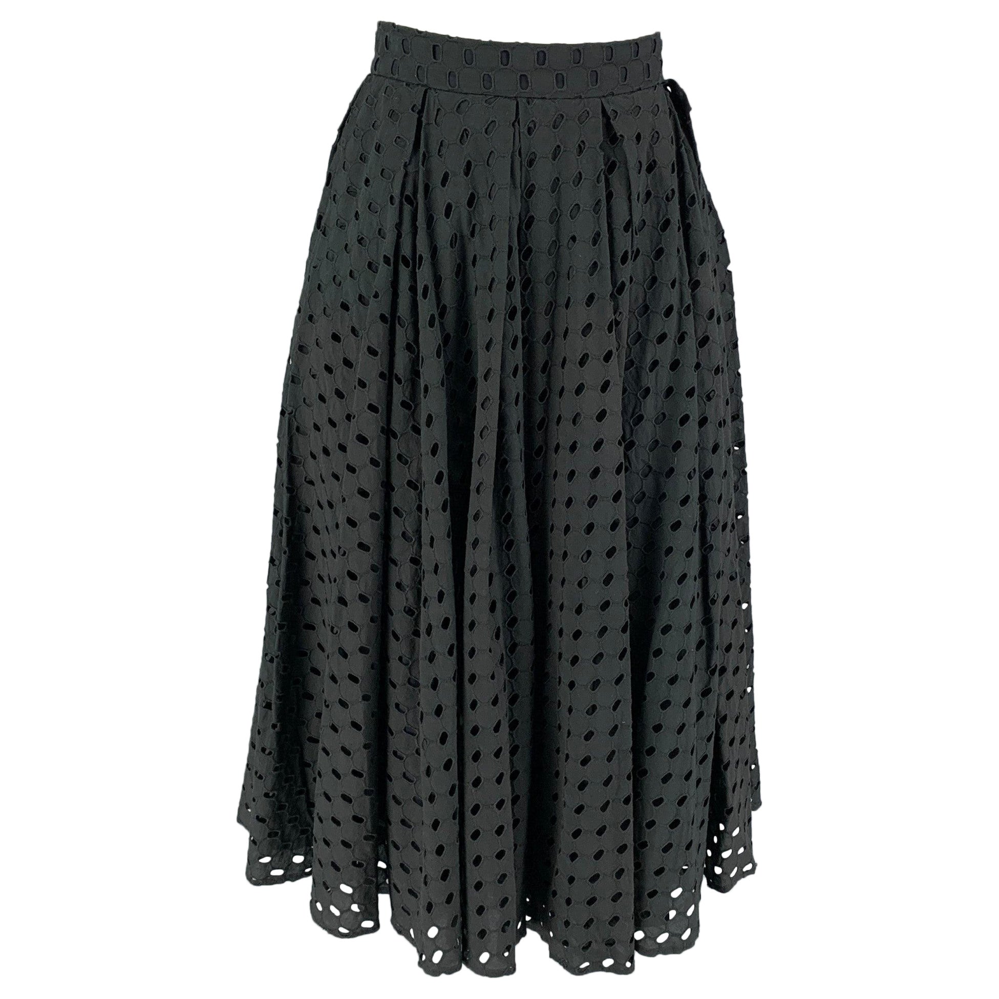 MOSCHINO Talla 8 Falda A-Line de algodón negro con ojales