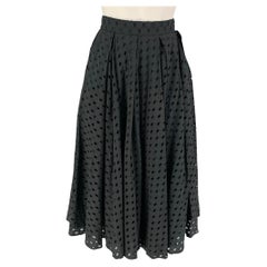 MOSCHINO Size 8 Black Cotton Eyelet A-Line Skirt