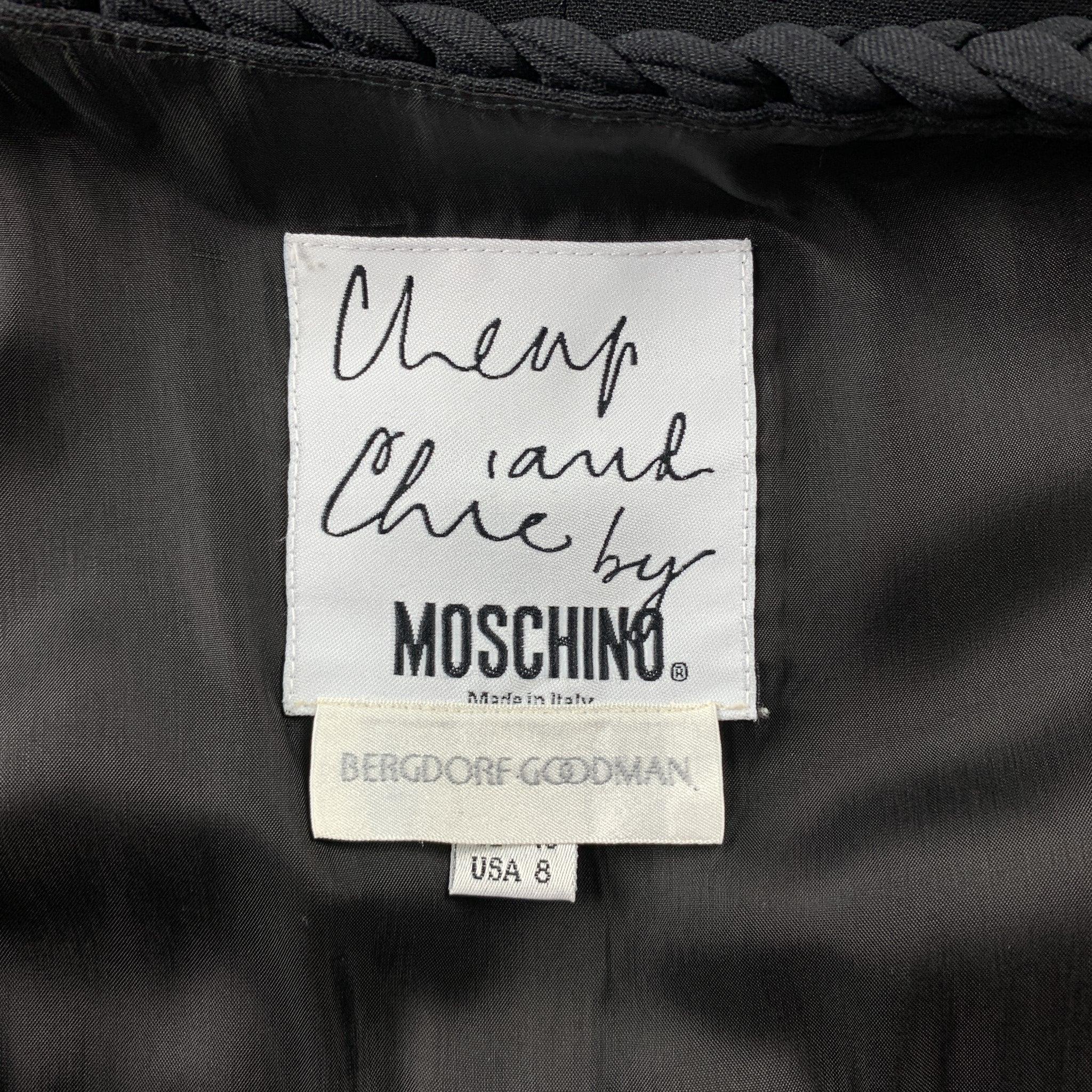 MOSCHINO Size 8 Black Rayon Empire Waist Cocktail Dress For Sale 2