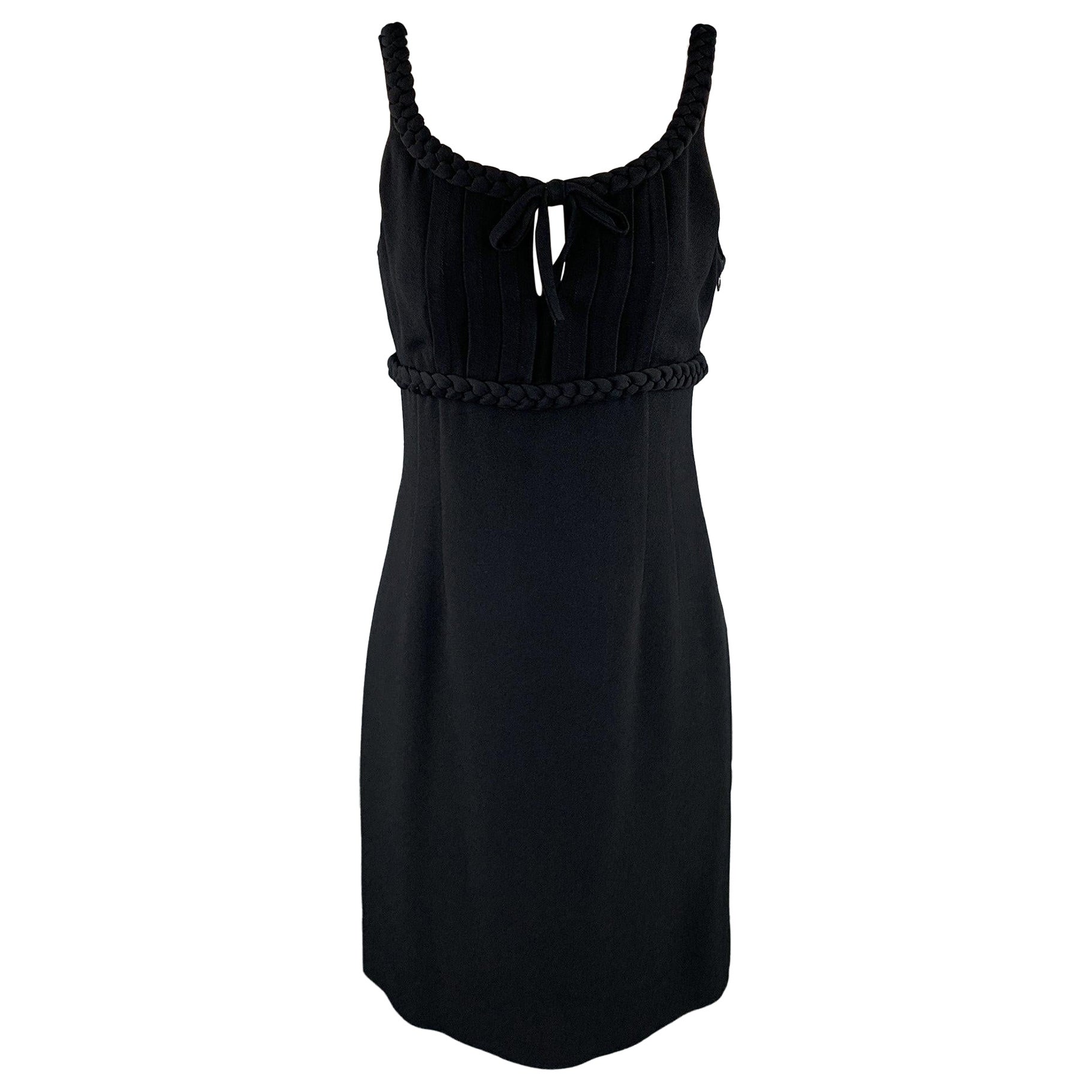 MOSCHINO - Robe de cocktail noire à taille empire en rayonne, taille 8