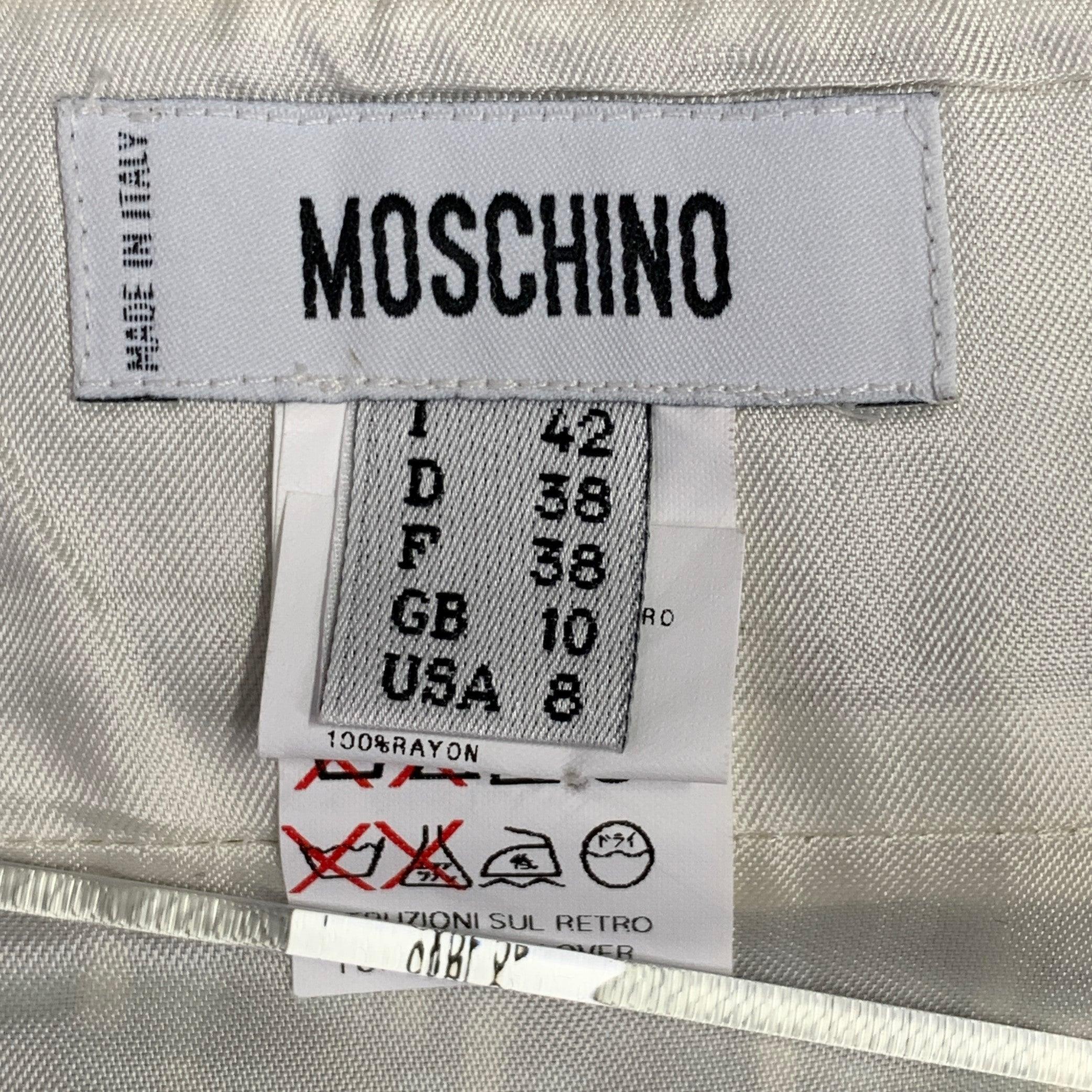 MOSCHINO Size 8 Brown Blue Cream Wool Woven Pencil Below Knee Scallop Hem Skirt For Sale 1