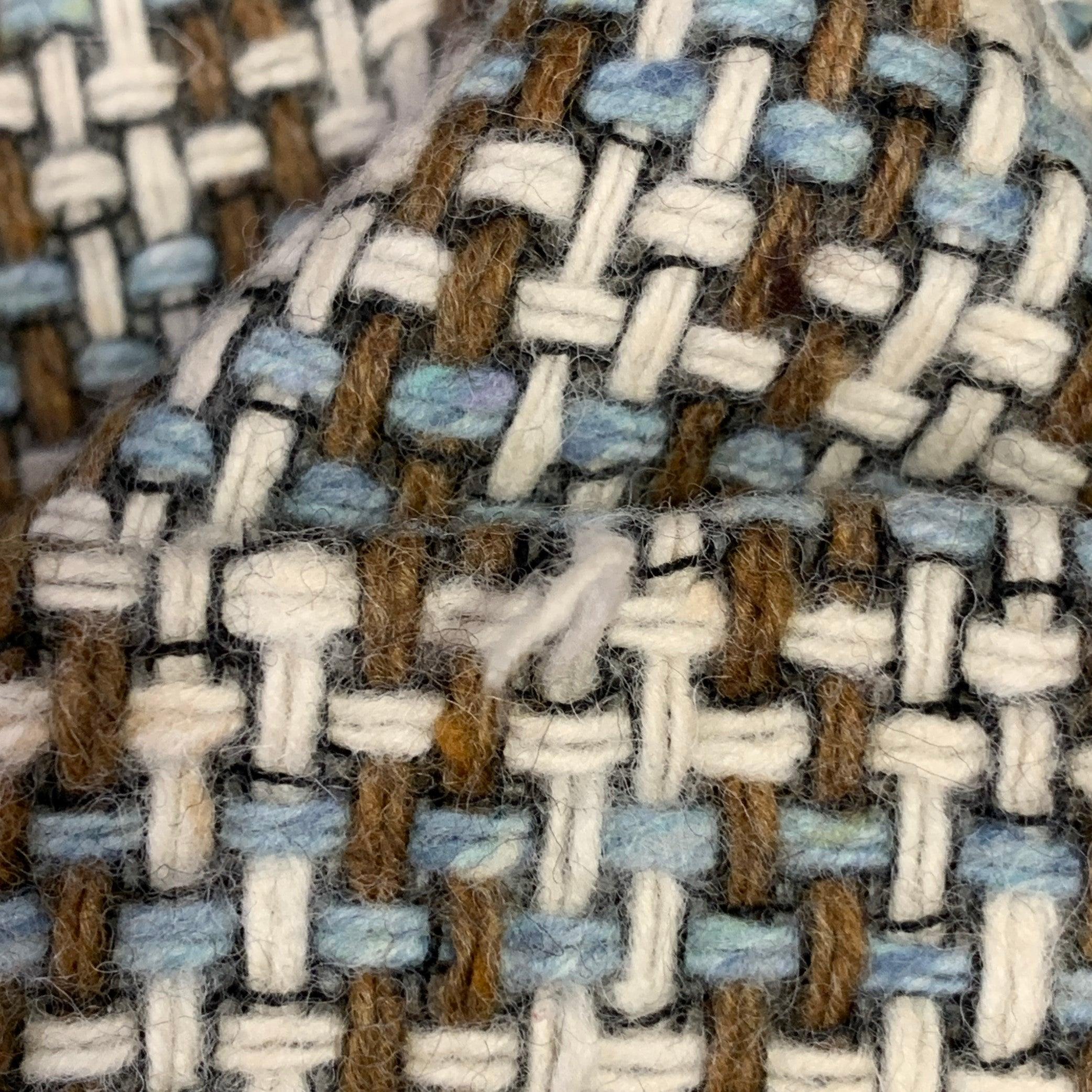 MOSCHINO Size 8 Brown Blue Cream Wool Woven Pencil Below Knee Scallop Hem Skirt For Sale 5