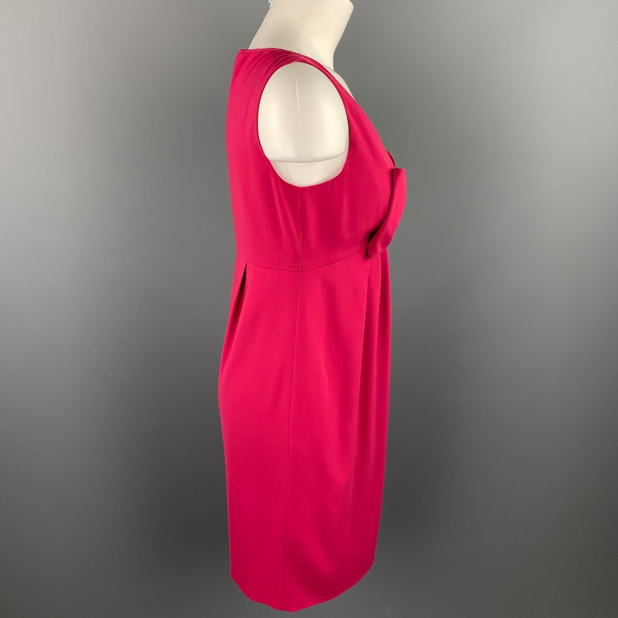 MOSCHINO Size 8 Fuchsia Polyester Empire Waist Cocktail Dress In Good Condition For Sale In San Francisco, CA