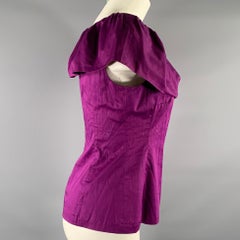 MOSCHINO Size 8 Purple Cotton Blend Ruffle Blouse