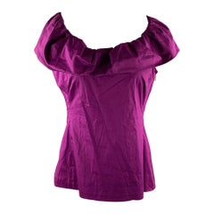 MOSCHINO Size 8 Purple Cotton Blend Ruffle Blouse