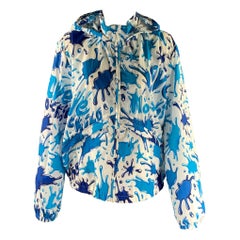 MOSCHINO Size 8 White Blue Polyamide Splash Raincoat