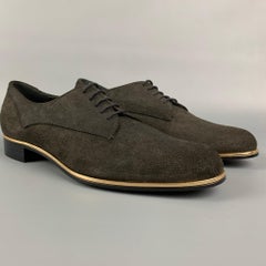 MOSCHINO Size 9.5 Brown Suede Gold Trim Laces