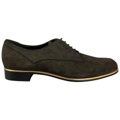 MOSCHINO Size 9.5 Brown Suede Gold Trim Laces
