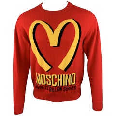 MOSCHINO Size S Red & Yellow Fast Food Collection Pullover