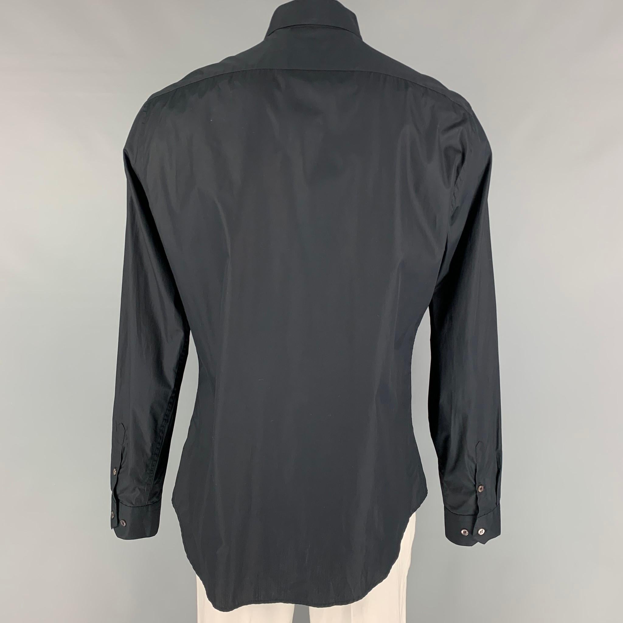 Men's MOSCHINO Size XXL Black Cotton Button Up Long Sleeve Shirt