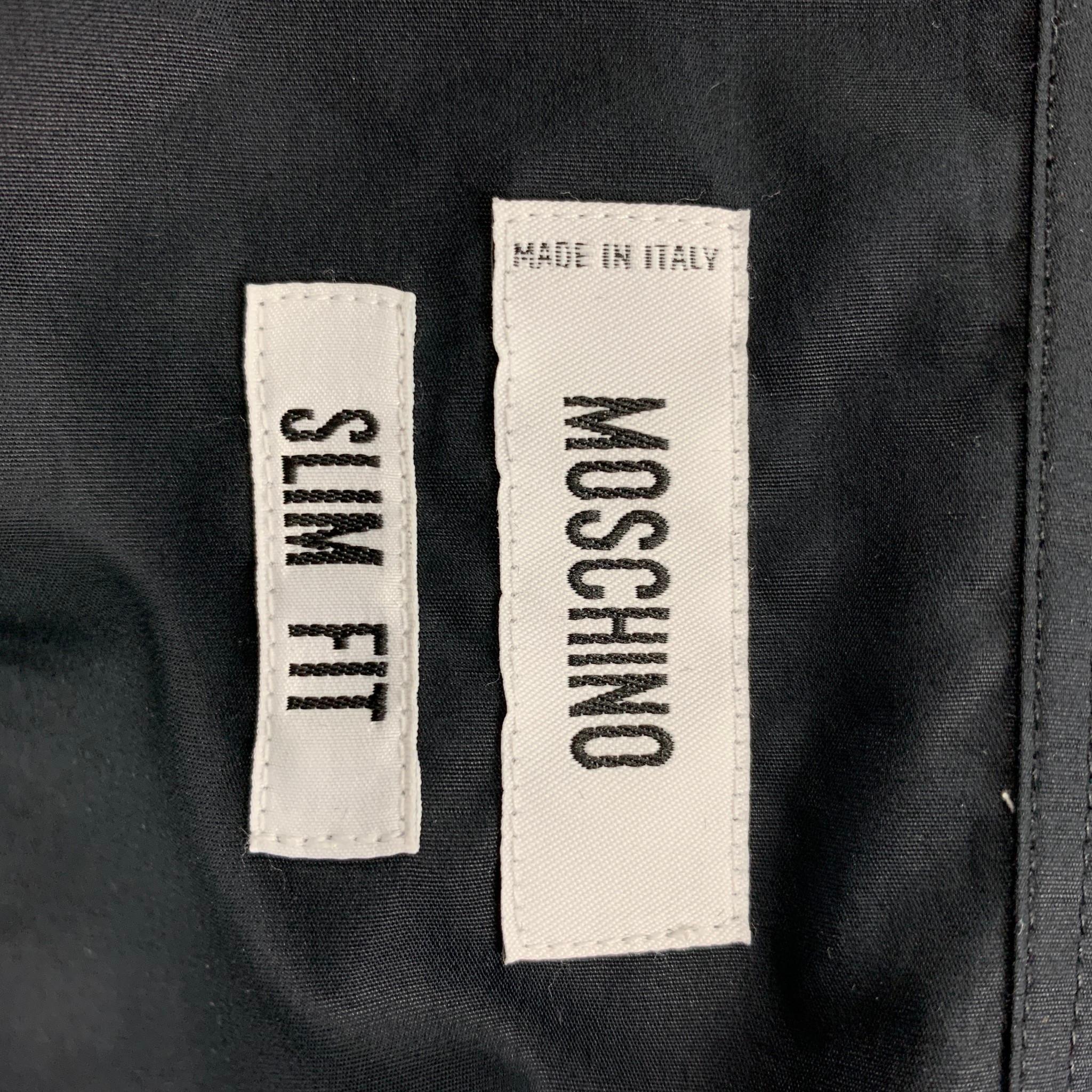 MOSCHINO Size XXL Black Cotton Button Up Long Sleeve Shirt 3