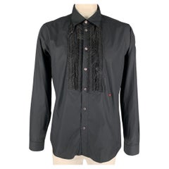 MOSCHINO Size XXL Black Cotton Button Up Long Sleeve Shirt