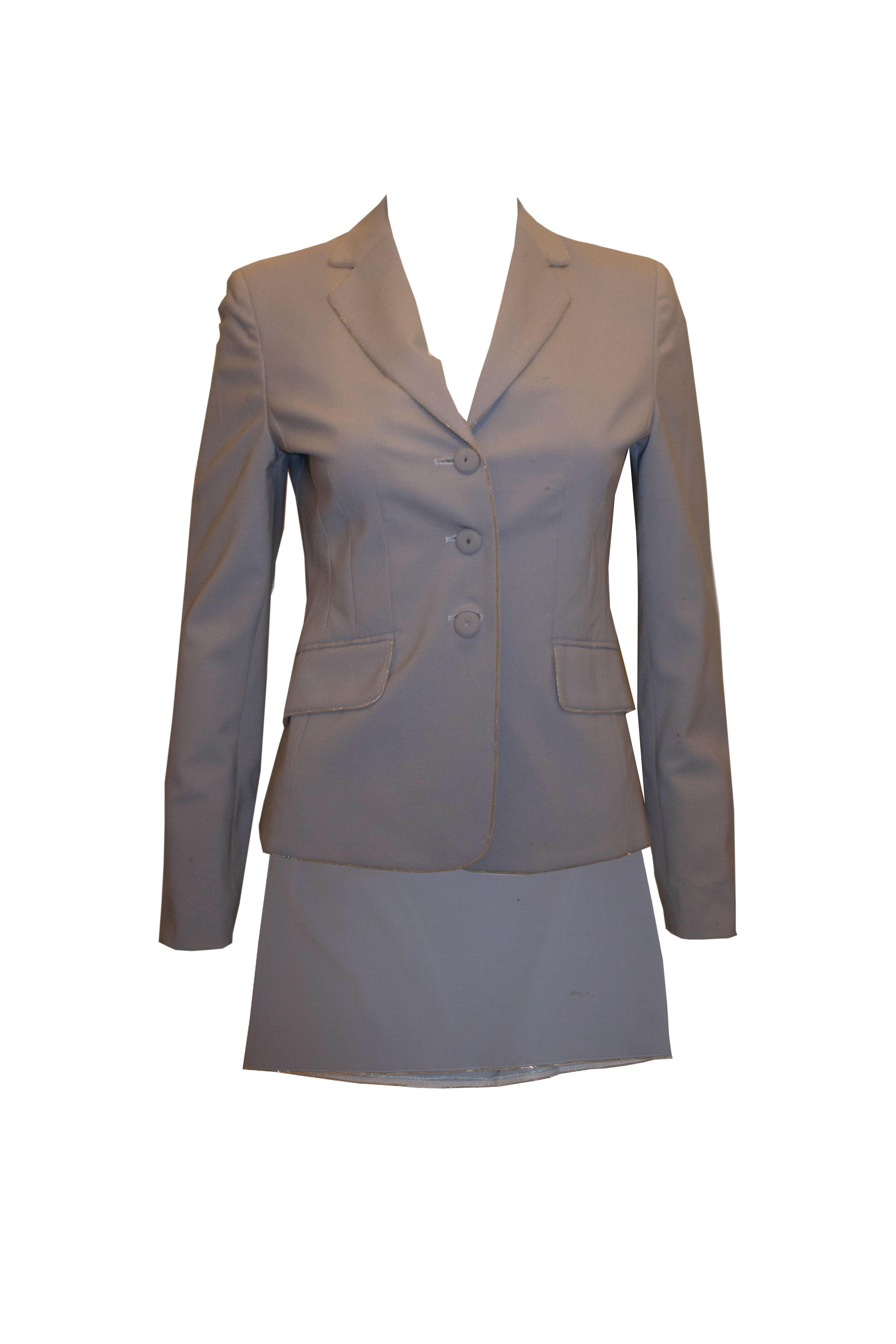 Gray Moschino Sky Blue Skirt Suit For Sale