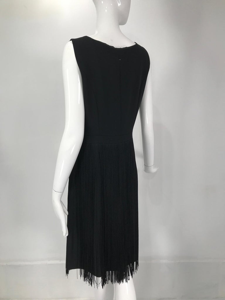 Moschino Sleeveless Black Crepe Bow Waist Fringe Skirt Dress 1990s For Sale  at 1stDibs