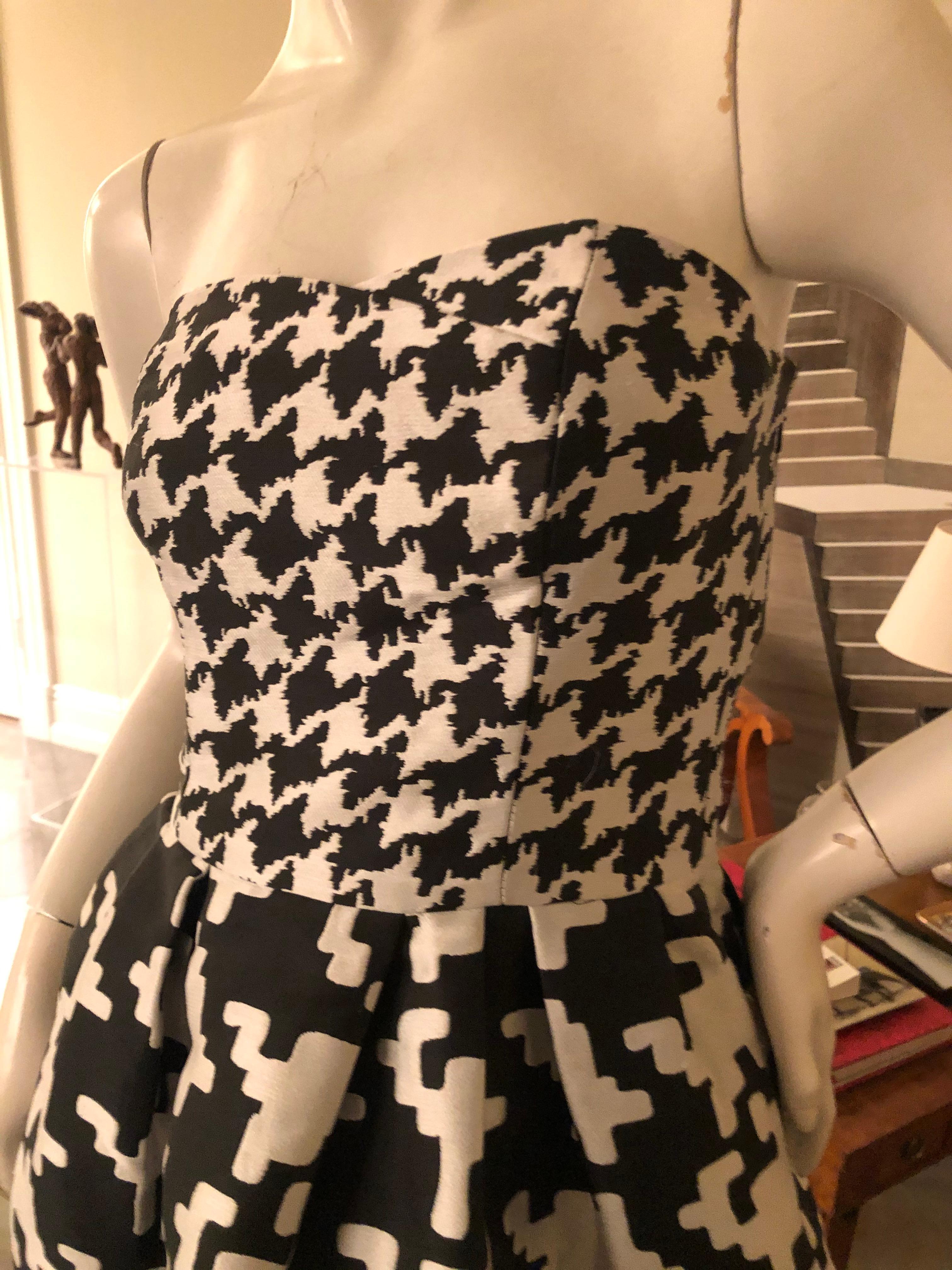 Moschino Strapless Exaggerated Houndstooth Corset Dress For Sale 1