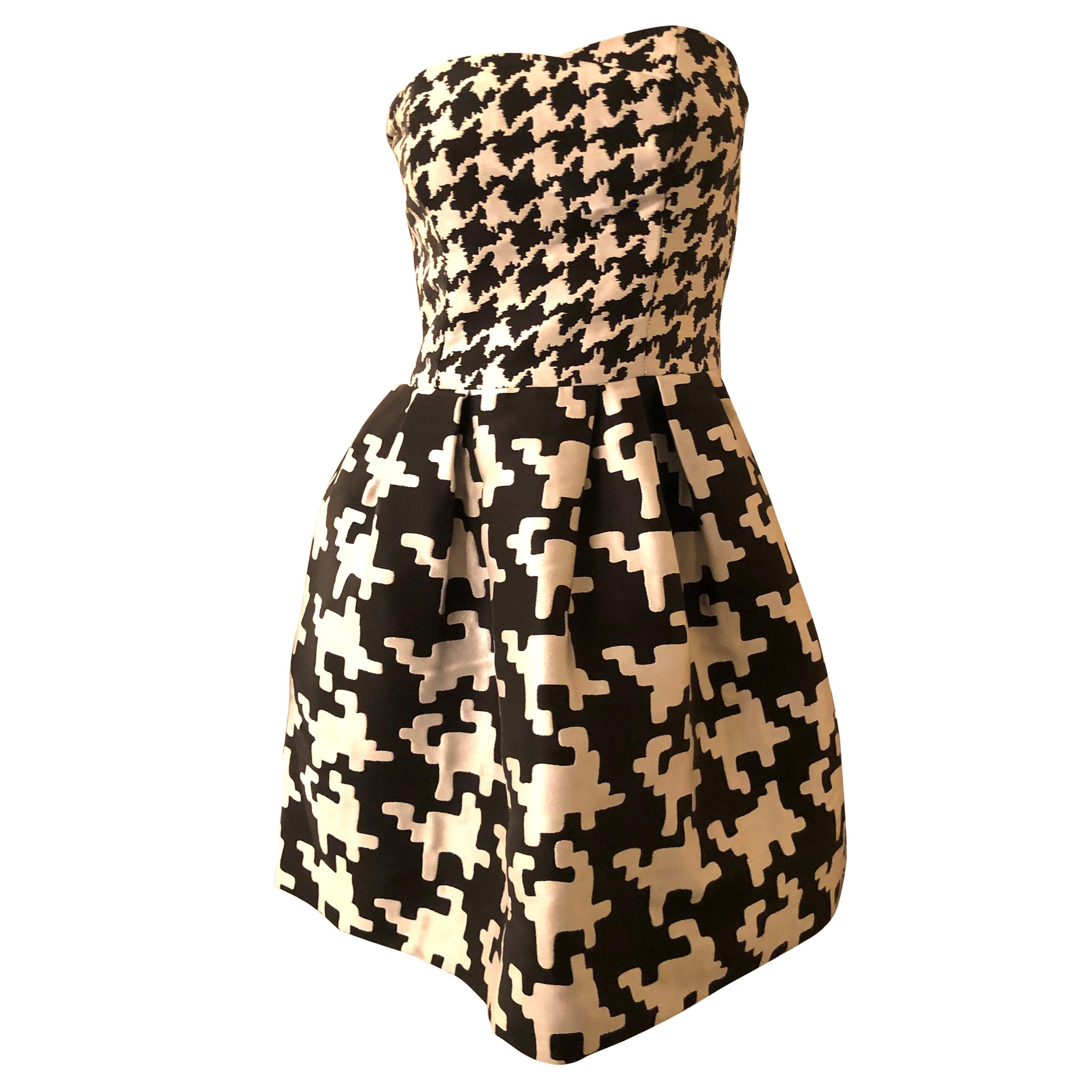 Moschino Strapless Exaggerated Houndstooth Corset Dress For Sale