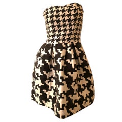 Moschino Strapless Exaggerated Houndstooth Corset Dress
