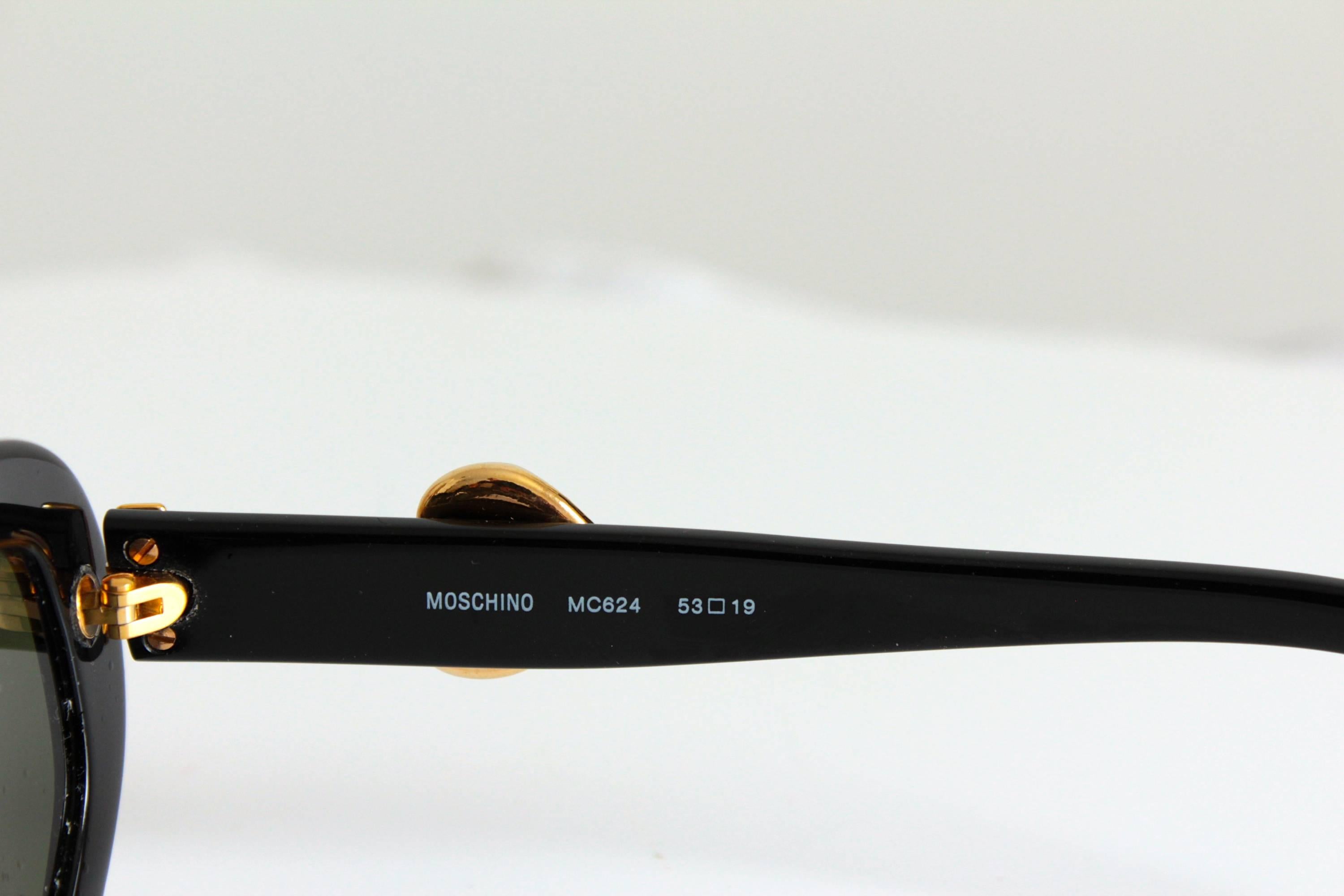 Moschino Sunglasses by Persol Ratti Black Resin Gold Heart Ladies 1985 1