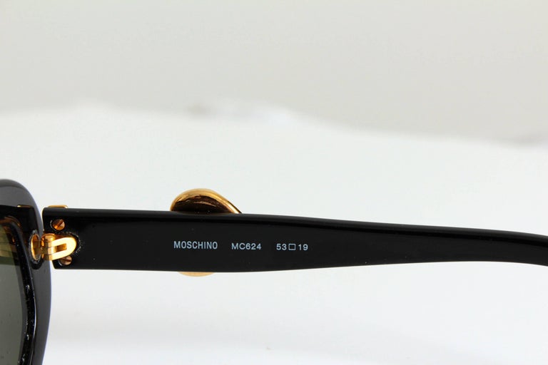 Moschino Sunglasses by Persol Ratti Black Resin Gold Heart Ladies 1985 ...