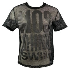 MOSCHINO Swim Size S Black Mesh Crew-Neck T-shirt