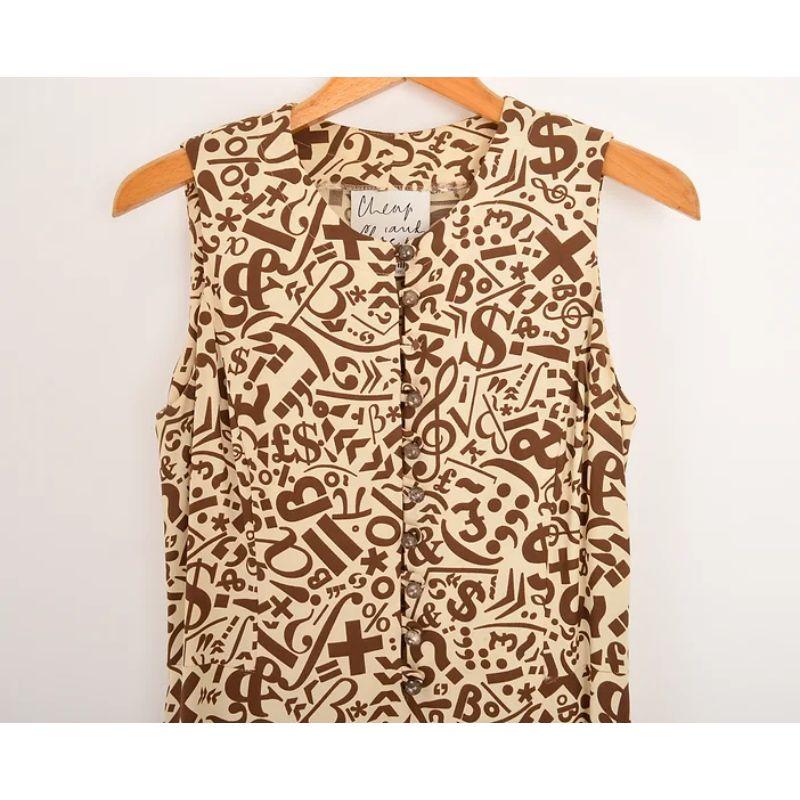 1990's Moschino 'Symbols' Cheap and Chic Maxi Dress in Beige & Brown For Sale 2