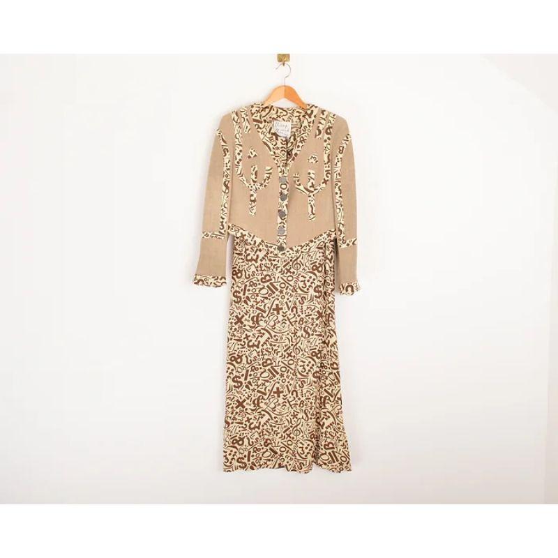 1990's Moschino 'Symbols' Cheap and Chic Maxi Dress in Beige & Brown For Sale 3