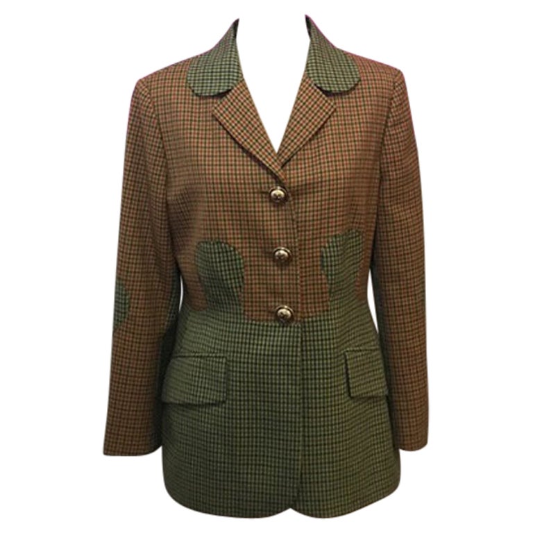 Moschino Tan Plaid Puzzle Jacket Blazer For Sale