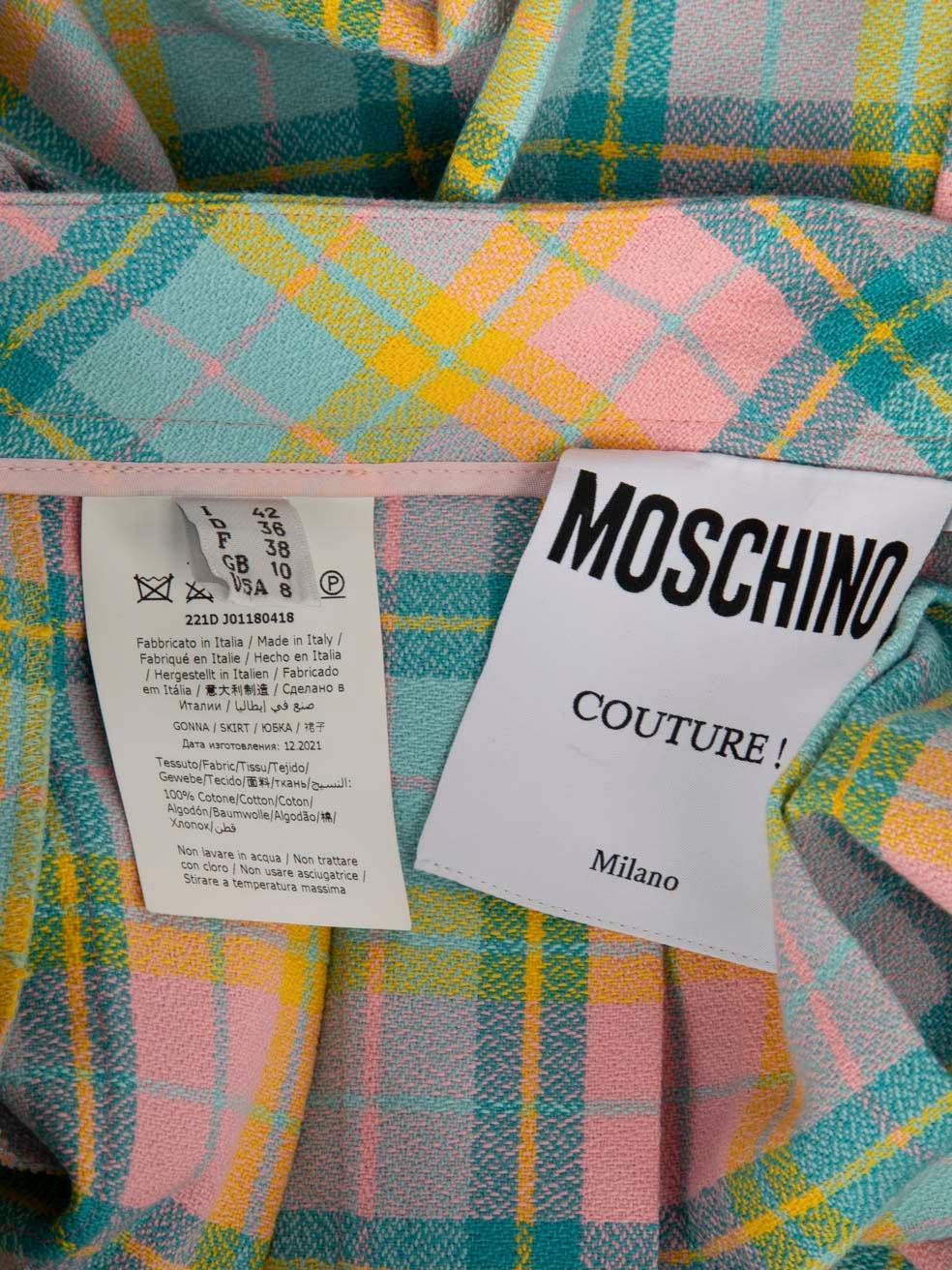 Falda plisada con estampado de tartán Moschino Talla M en Excelente estado para la venta en London, GB