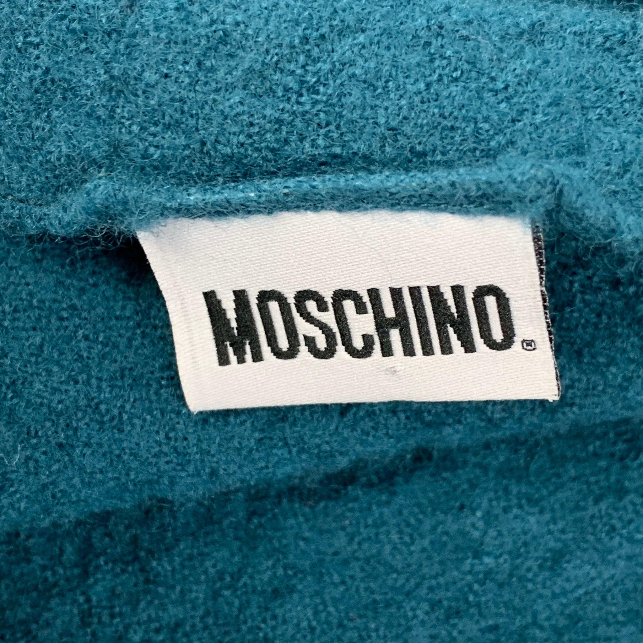 Women's MOSCHINO Teal Textured Lana Wool Scarf For Sale