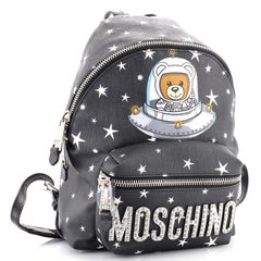 Moschino Teddy Bear - Sac à dos zippé en toile enduite imprimée petit modèle