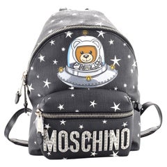 Moschino Teddy Bear Zip Around Backpack Printed Coated Canvas Small