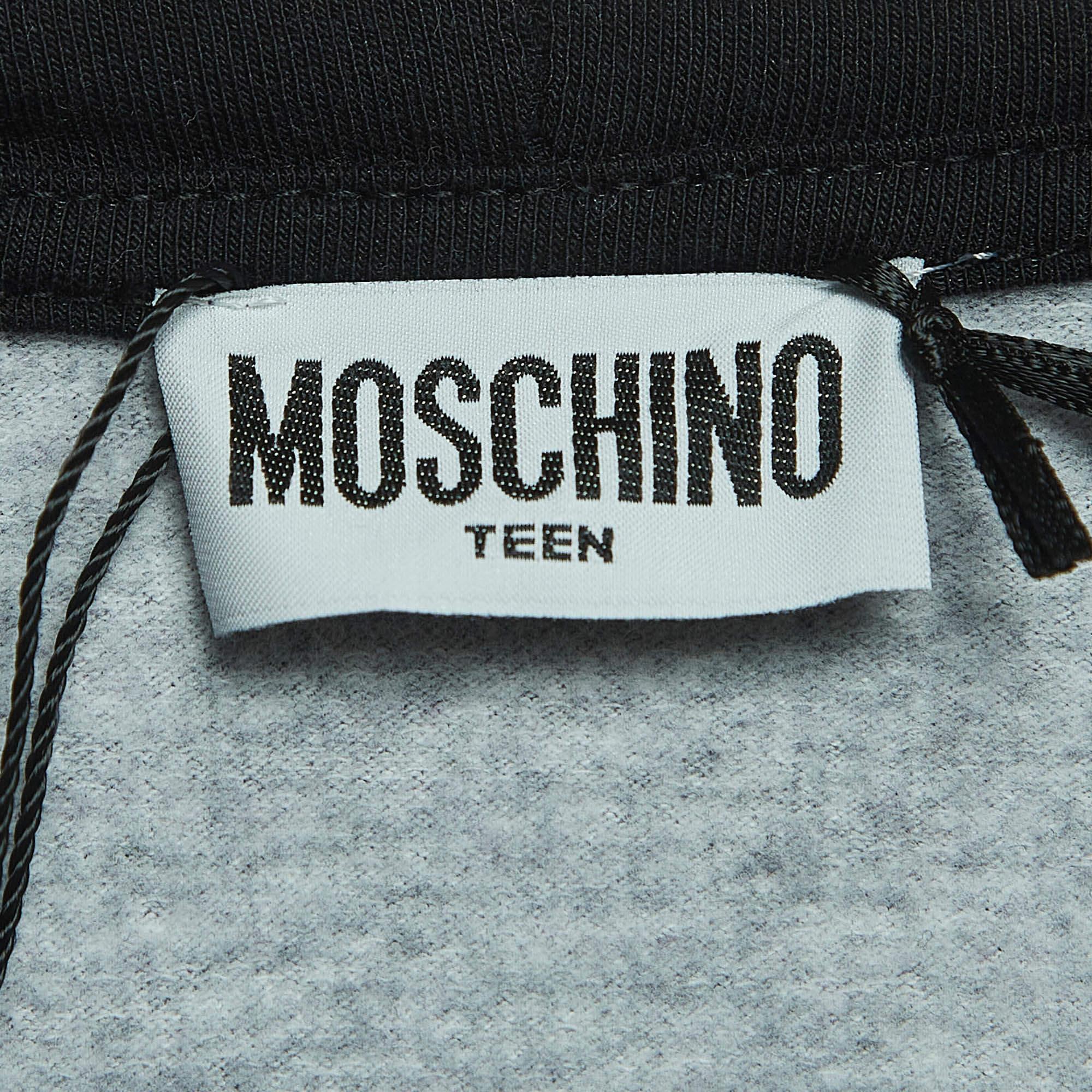 Robe à capuche Moschino en coton imprimé gris pour adolescent (12 ans) Pour femmes en vente