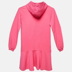 Moschino Teen Pink Teddy Print Cotton Hooded Dress 12 Y
