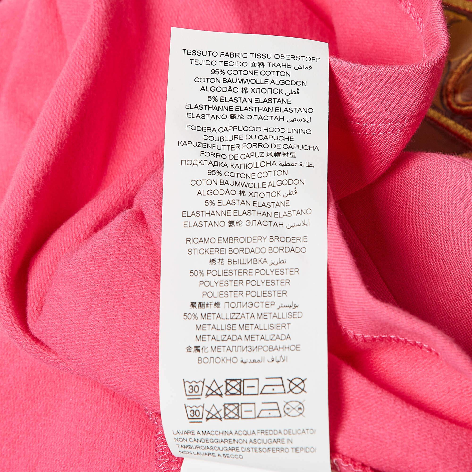 Robe à capuche Moschino rose teddy imprimé en coton 12 Y en vente 1