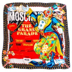 Moschino The Grand Parade Colorful Circus Print Silk Scarf