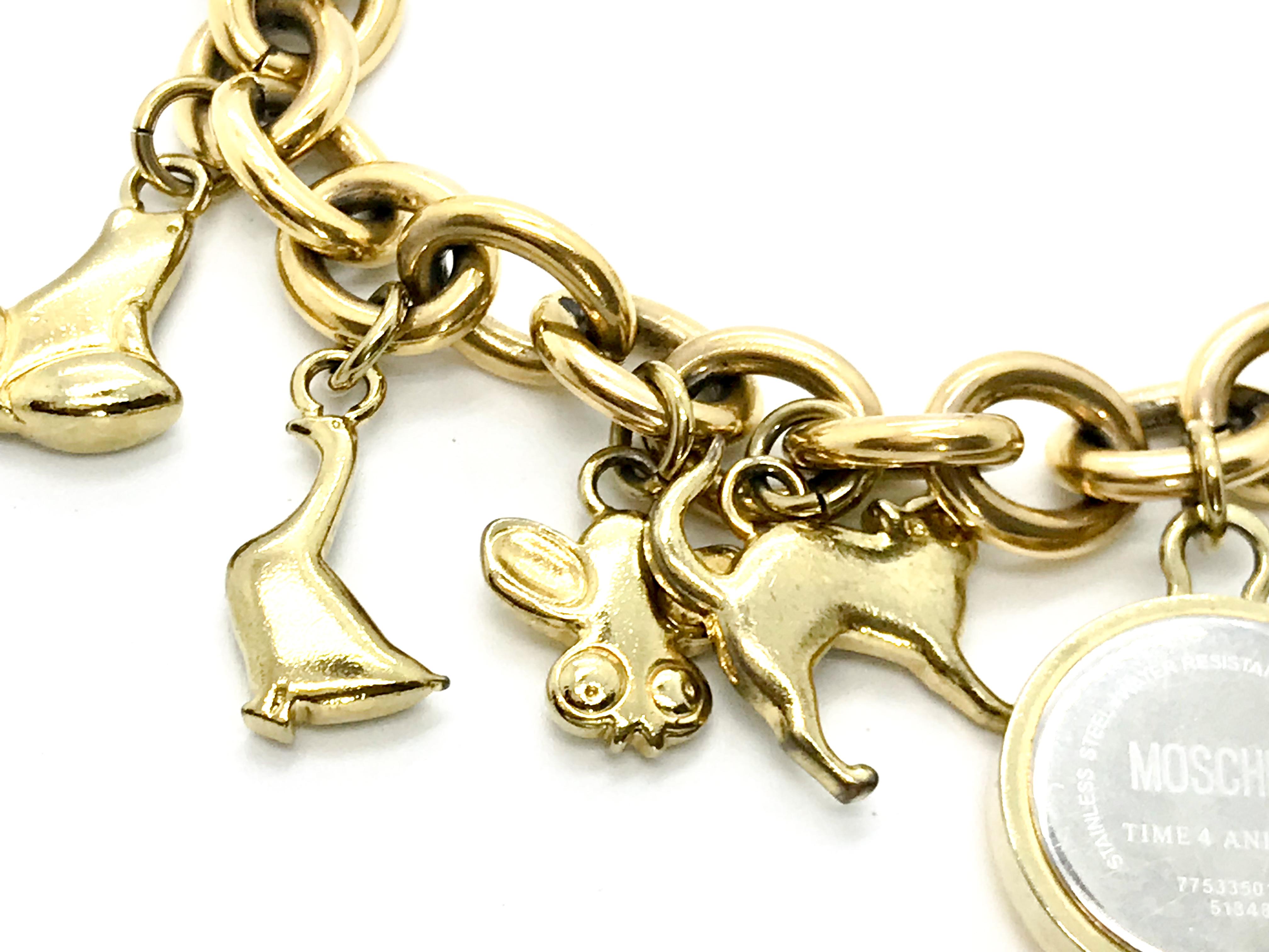 Moschino Time For Animals Watch Charm Bracelet 1990s In Excellent Condition For Sale In London, GB