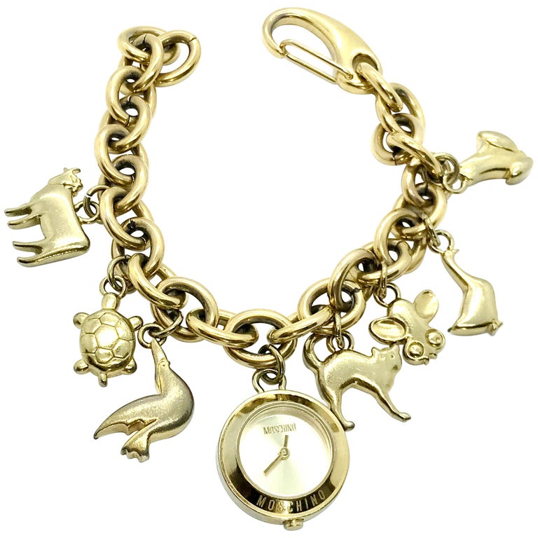 Moschino Time For Animals Uhren-Charm-Armband 1990er Jahre im