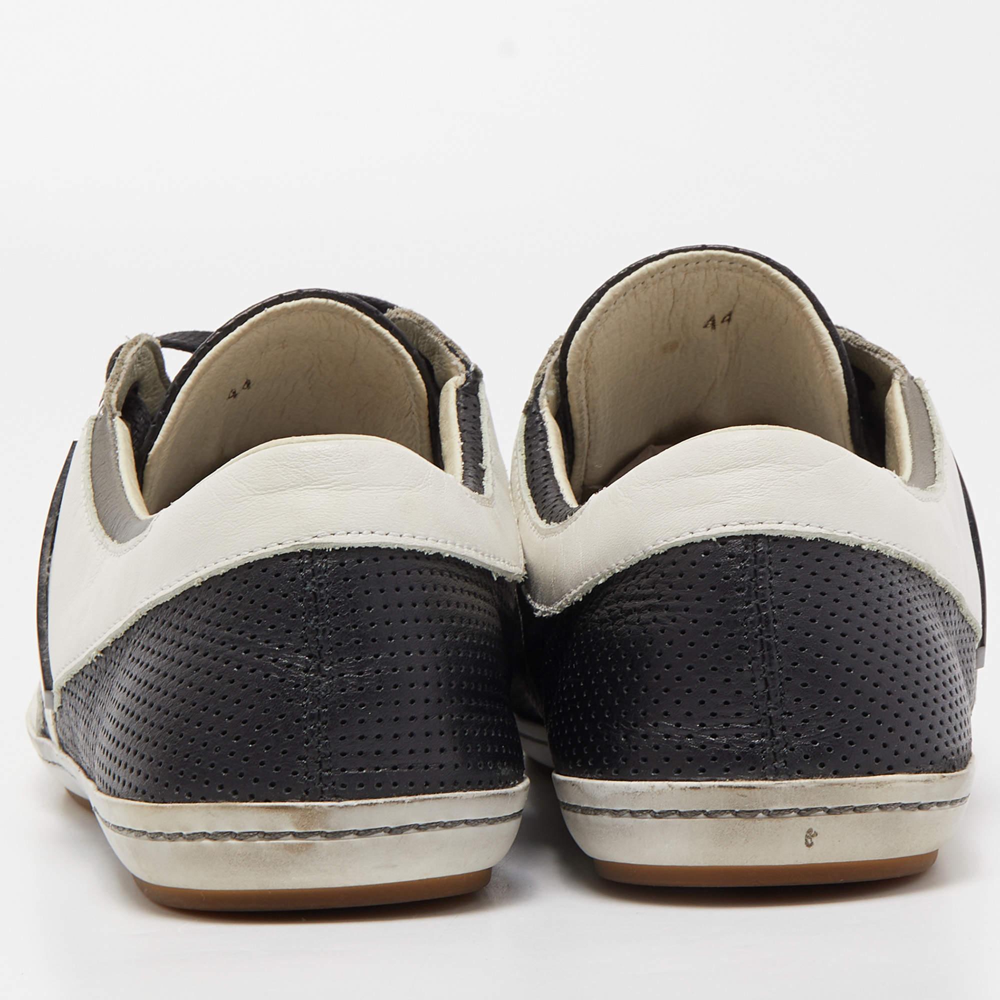 Men's Moschino Tricolor Perforated Leather Low Top Sneakers Size 44 For Sale