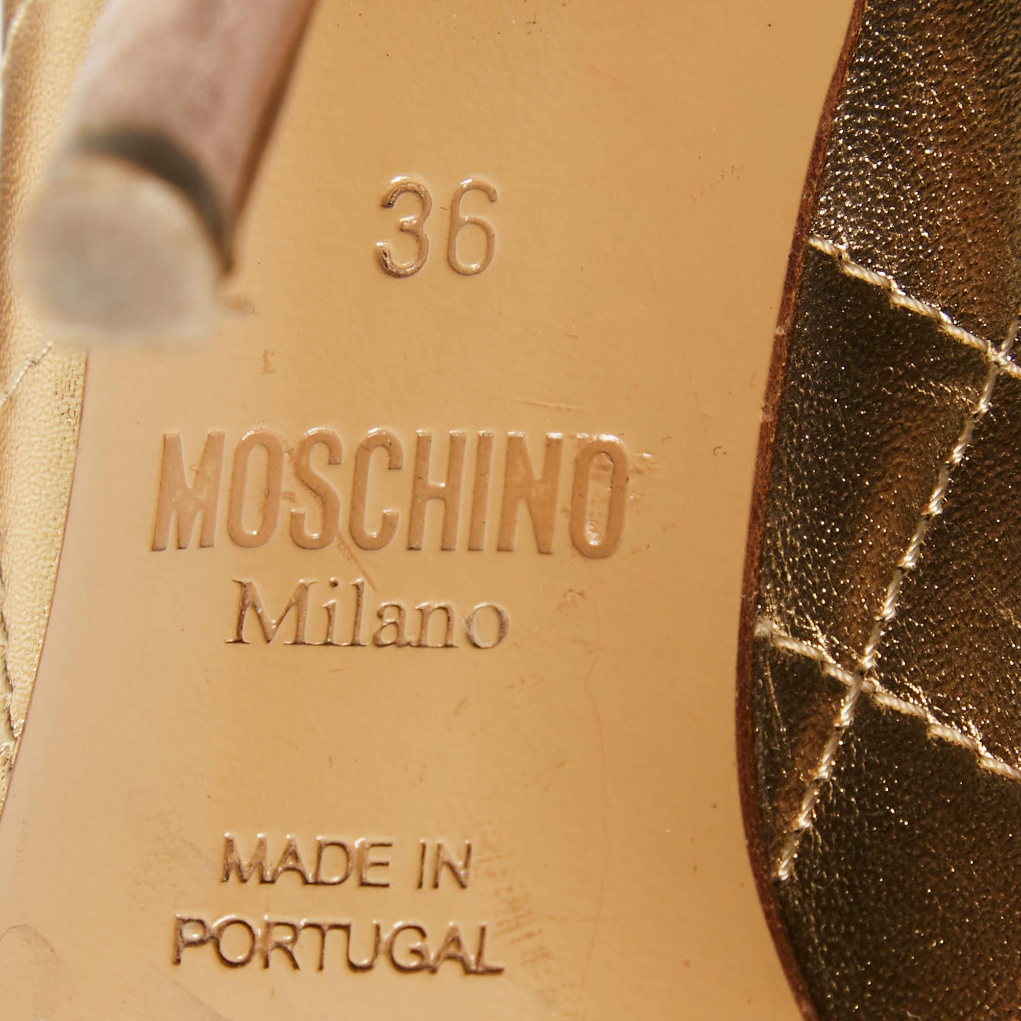 Moschino Pumps in pelle trapuntata tricolore con logo misura 36 in vendita 3