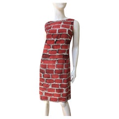 Moschino Trompe L'oeil Brick Print Dress 1990s
