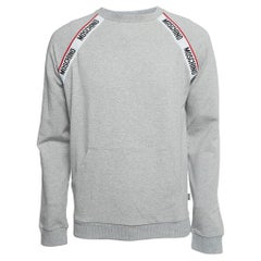 Used Moschino Underwear Grey Cotton Logo Tape Detail Crew Neck Sweatshirt M