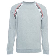 Moschino Underwear Grey Cotton Logo Tape Detail Crew Neck Sweatshirt S