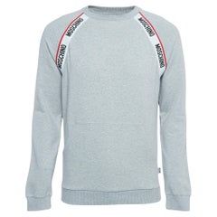 Sweat-shirt à col ras du cou Moschino Underwear gris en coton avec tapisserie à logo S