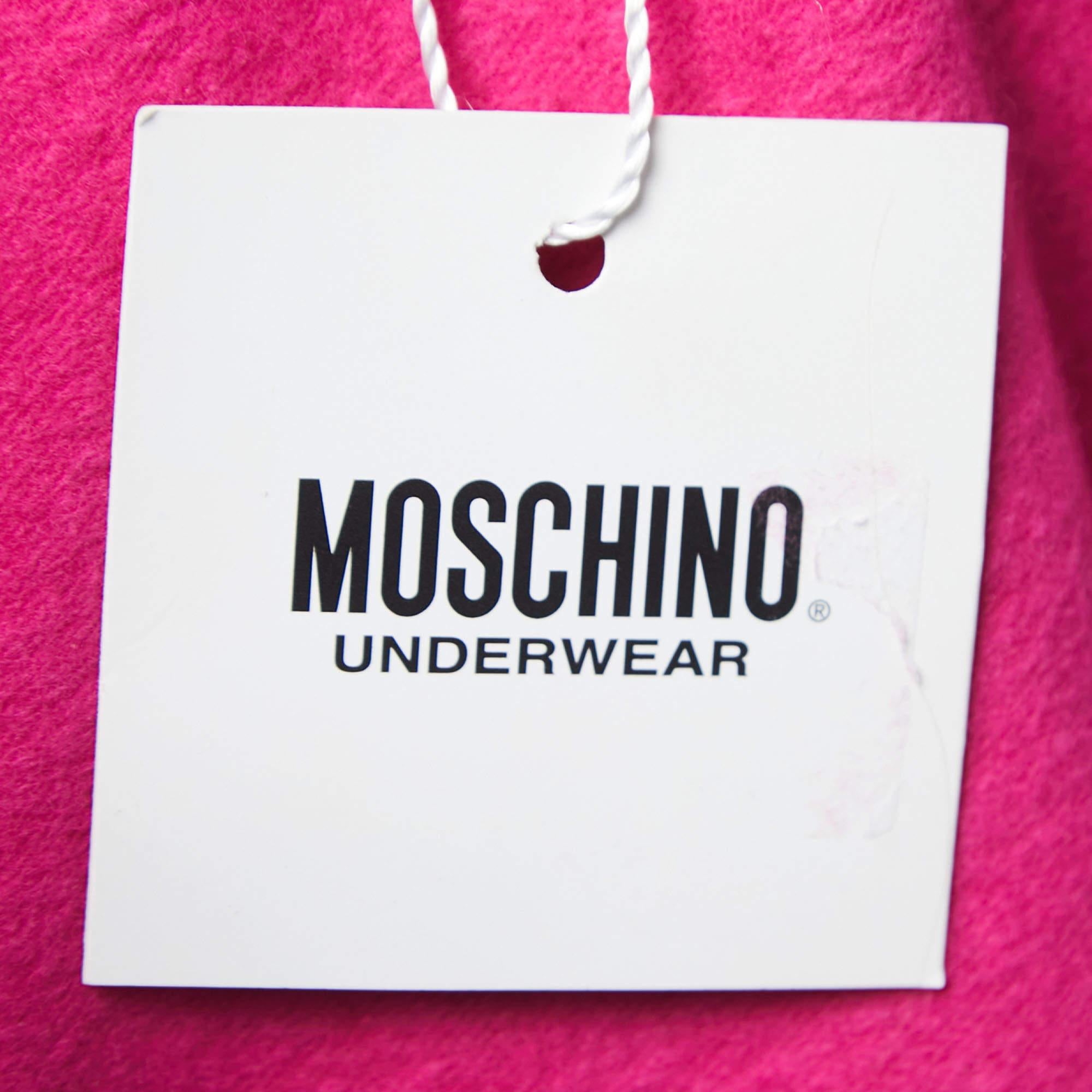 Moschino Underwear Pink Cotton Logo Tape Zip Up Sweatshirt S 2