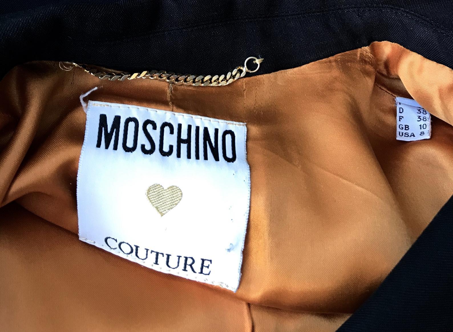 MOSCHINO Upside Down Collar Passementerie Pompom Question Mark Blazer Jacket For Sale 2