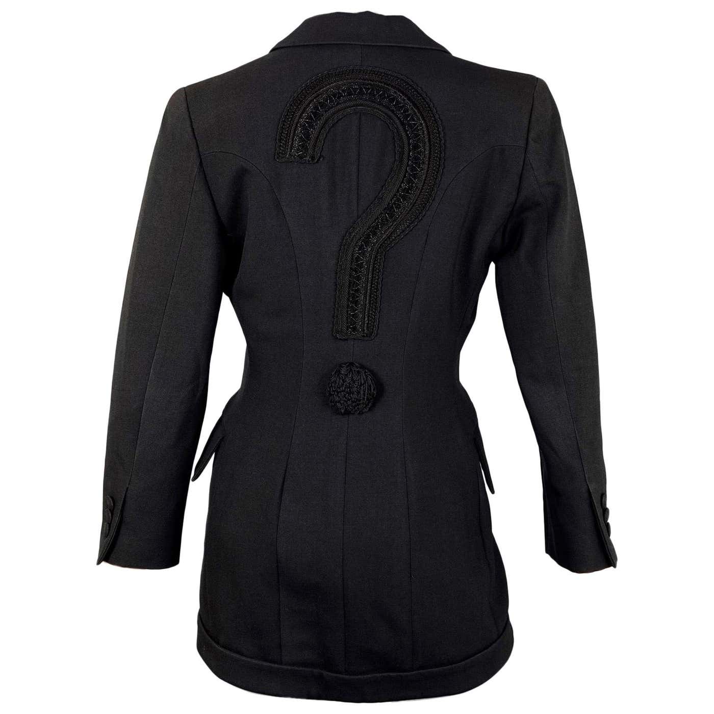 MOSCHINO Upside Down Collar Passementerie Pompom Question Mark Blazer ...
