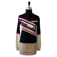 Moschino Varsity Sweater Star Black Pink Ivory