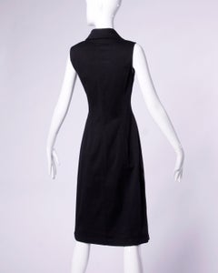 Moschino Vintage 1990s 90s Black Lace Up Grommet Sheath Dress