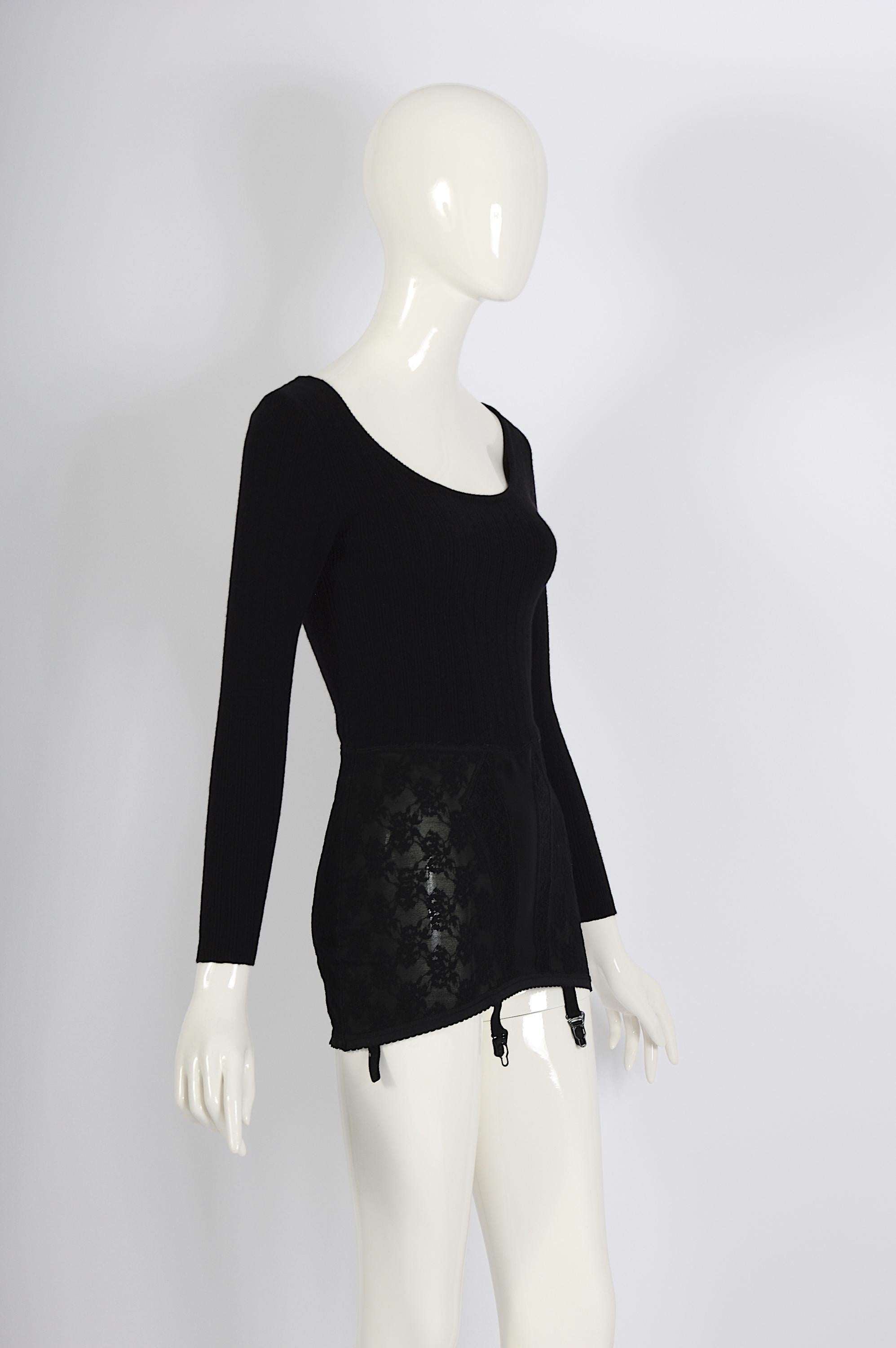 Moschino Franco vintage 1980s attached corset black micro mini dress or top  For Sale 6